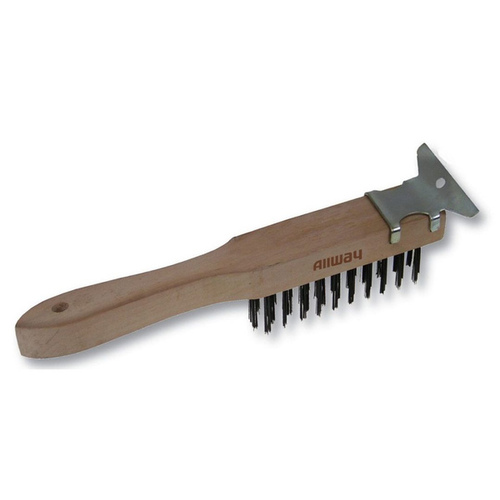 Allway WBS411 Heavy-Duty Wire Brush with Scraper, Wood Handle