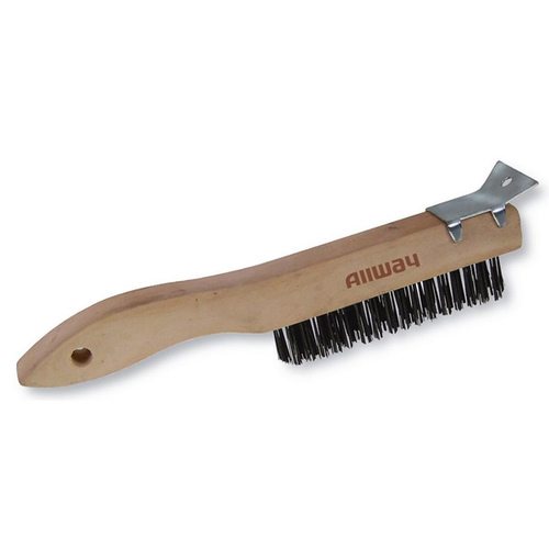 Allway WBS416 Wire Brush with Scraper, Wood Handle, 4 x 15 Rows