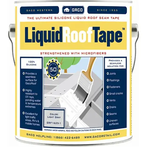 Gaco GRF1625-5 Liquid Roof Tape 100% Silicone Light Gray 5-Gallon