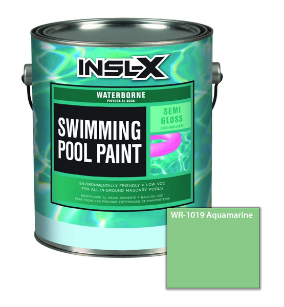 Insl-X WR1019092-01 Swimming Pool Paint Indoor and Outdoor Semi-Gloss Aquamarine Acrylic 1 gal Aquamarine