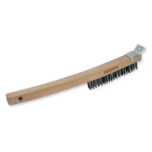 Wire Brush Carbon Steel Bristles Wood Handle