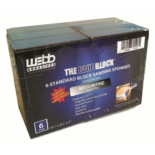 Phoenix Tapes Webb Abrasives 601069-MED/FINE Foam Sanding Block 4-Sided Combo-Grit 60/100-Grit (Medium/Fine) 3-3/4" x 2-3/4" x 1" pack of 6