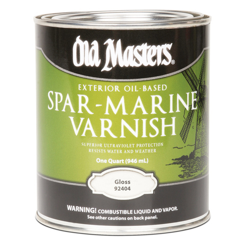 Old Masters 92404 Spar Marine Varnish, Gloss, Liquid, 1 qt, Pail