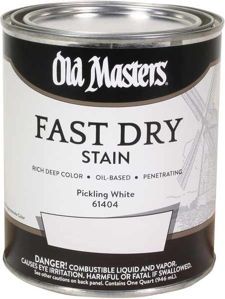 Old Masters 61404 Fast Dry Wood Stain Semi-Transparent Pickling White Oil-Based Alkyd 1 qt Pickling White