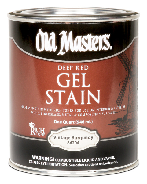 Old Masters 84204 Gel Stain Semi-Transparent Vintage Burgundy Oil-Based Alkyd 1 qt Vintage Burgundy