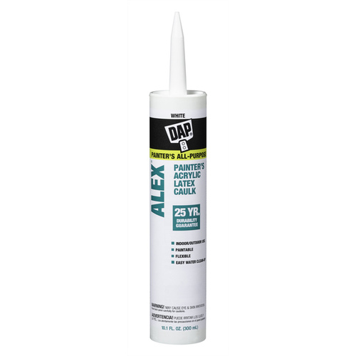 18670 Painter's Acrylic Latex Caulk, White, 40 to 100 deg F, 10.1 oz Cartridge