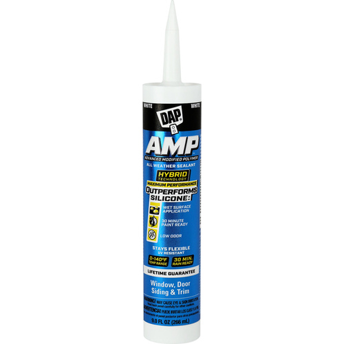 Caulk Sealant AMP White Polymer Advanced Hybrid 9 oz White