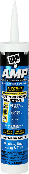 DAP GLOBAL INC 7079800760 Caulk Sealant AMP White Polymer Advanced Hybrid 9 oz White