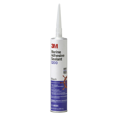 0 5200 Series Marine Adhesive Sealant, 295 mL Cartridge, Medium Paste, Black, 5 days Curing