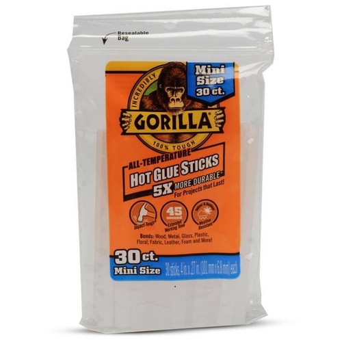 Gorilla Hot Glue Sticks Mini Size (4") Clear