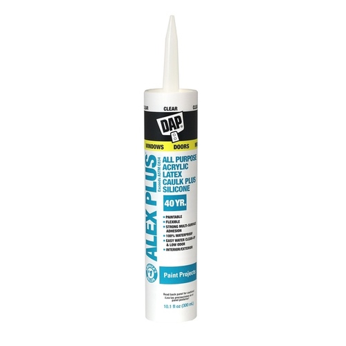 DAP 18072 ALEX PLUS Acrylic Latex Caulk with Silicone, Clear, -20 to 180 deg F, 10.1 fl-oz Cartridge