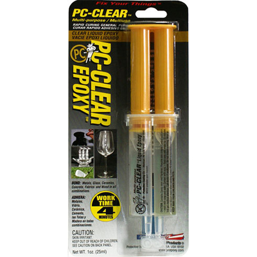 PC-CLEAR Epoxy Adhesive, Clear, Liquid, 1 oz Syringe