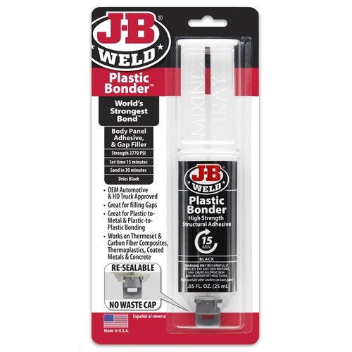 J-B Weld 50139 PLASTICBONDER Epoxy Adhesive, Black, Liquid, 0.85 oz Syringe