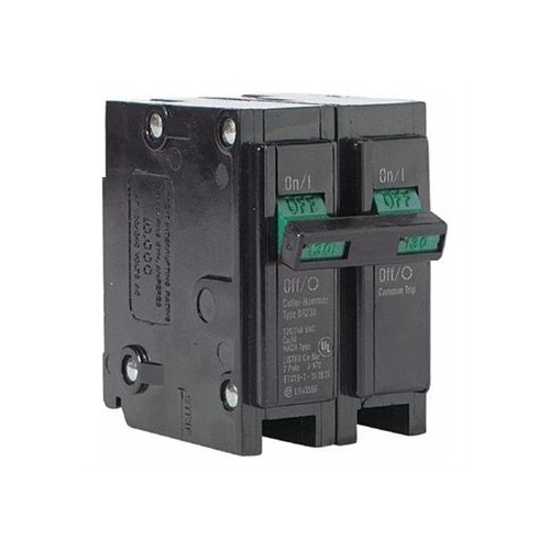 Eaton BR230 Circuit Breaker, Mini, Type BR, 30 A, 2 -Pole, 120/240 V, Plug Mounting Black