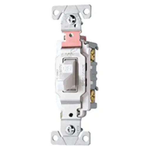 Eaton CS220W Toggle Switch, 20 A, 120/277 V, Lead Wire Terminal, Nylon Housing Material, White