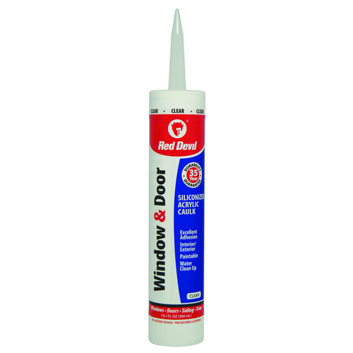 Siliconized Acrylic Caulk, Clear, -20 to 180 deg F, 10.1 fl-oz Cartridge