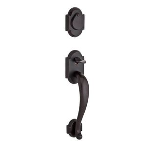 Single Cylinder Adirondack Handleset Right Hand Arch Lever and Rustic Arch Rose with 6AL Latch, Dual Strike, and SmartKey Dark Bronze Finish