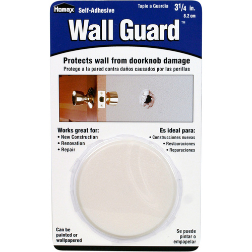 Wall Protector Plastic White Mounts to wall 3.25" White