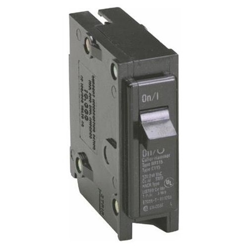 Eaton BR120 Circuit Breaker, Mini, Type BR, 20 A, 1 -Pole, 120/240 V, Plug Mounting Black