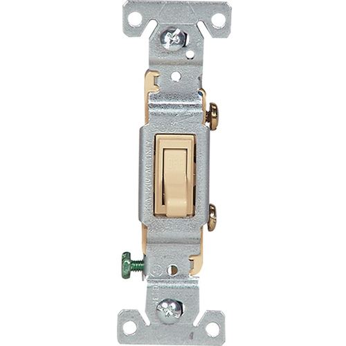 Eaton Cooper Wiring Devices 1301-7LTV-BX Toggle Switch Lighted Single-Pole 15-Amp Grounding - Ivory