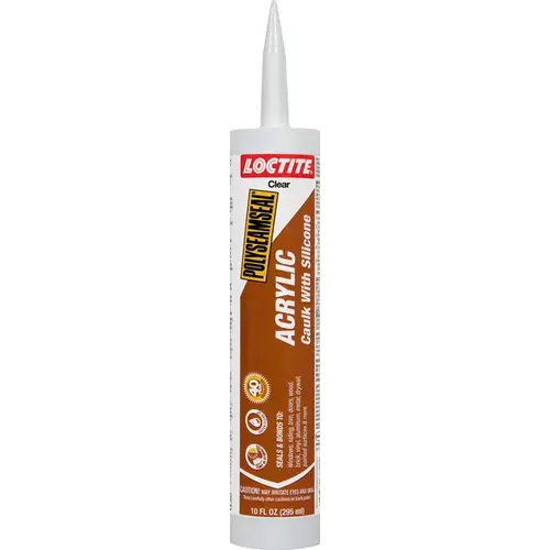 POLYSEAMSEAL Acrylic Caulk, Clear, -5 to 170 deg F, 10 oz Cartridge