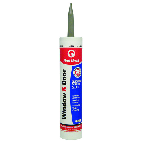 Siliconized Acrylic Caulk, Gray, -20 to 180 deg F, 10.1 fl-oz Cartridge - pack of 12