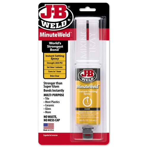 J-B Weld 50101 Epoxy Adhesive, Liquid, Ammonia, Light Yellow, 25 mL Syringe