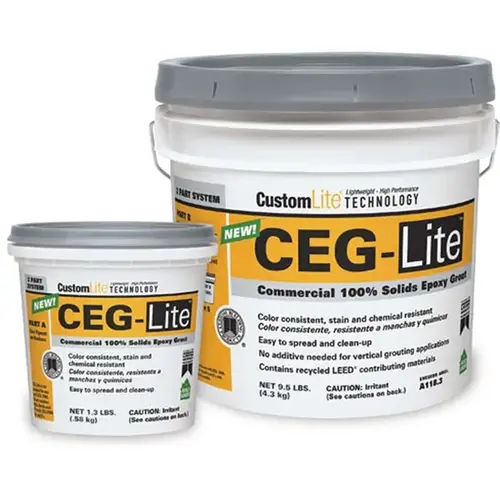 CUSTOM BUILDING PRODUCTS, INC. LWCEG09AT-EA CEG-Lite 100% Solids Commercial Epoxy Grout - Natural Gray - 1.3 lbs PART A ONLY