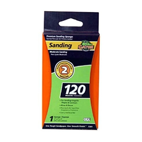 Sanding Sponge, 5 in L, 3 in W, 120 Grit, Aluminum Oxide Abrasive