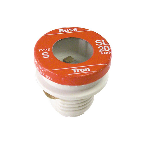 Bussmann SL-20 Plug Fuse, 20 A, 125 V, 10 kA Interrupt, Low Voltage, Time Delay Fuse - pack of 4