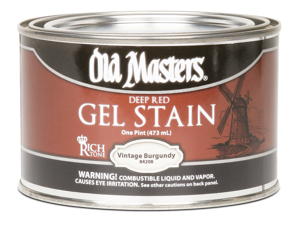 Old Masters 84208 Gel Stain, Vintage Burgundy, Liquid, 1 pt, Can