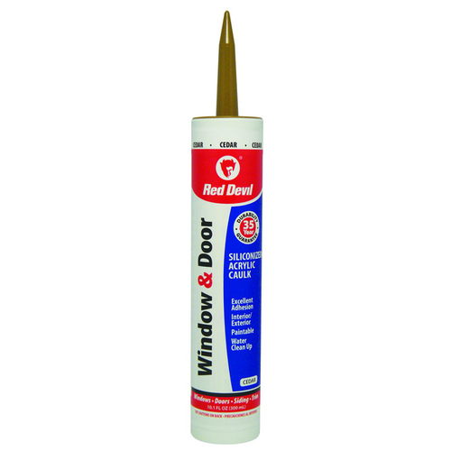 Siliconized Acrylic Caulk, Cedar, -20 to 180 deg F, 10.1 fl-oz Cartridge - pack of 12