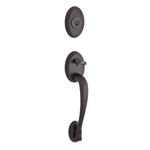 Single Cylinder Columbus Handleset Traditional Knob and Traditional Round Rose with 6AL Latch, Dual Strike, and SmartKey Venetian Bronze Finish