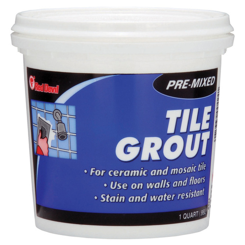 Tile Grout, Paste, Ammonia, Mild Acrylic, White, 1 qt Tub