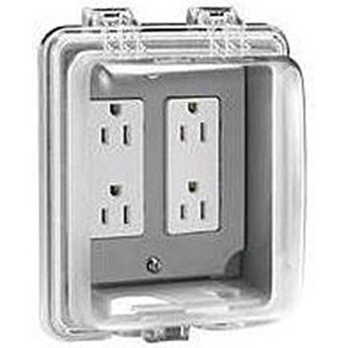 WeatherBox 2-Gang WIU Outlet Cover Gray