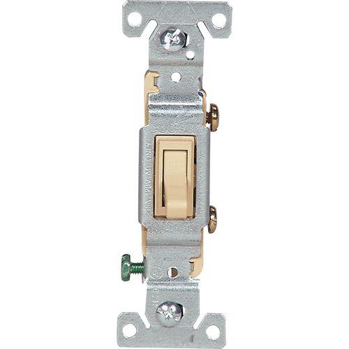 Eaton Cooper Wiring Devices 1301-7V Toggle Switch Single-Pole 15-Amp Grounding - Ivory