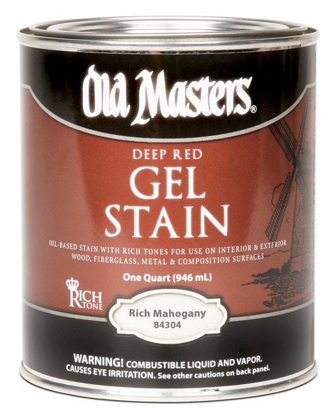 Old Masters 84304 Gel Stain, Rich Mahogany, Liquid, 1 qt, Can