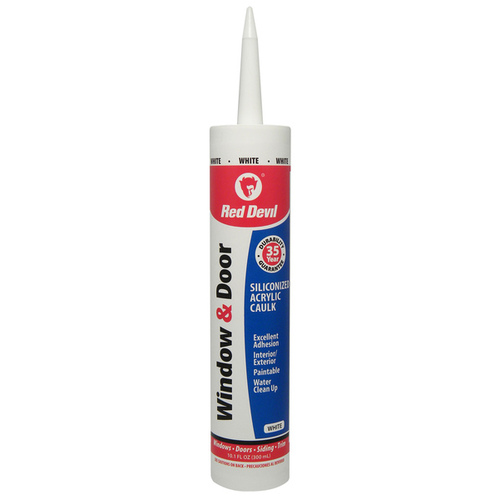 Siliconized Acrylic Caulk, White, -20 to 180 deg F, 10.1 fl-oz Cartridge