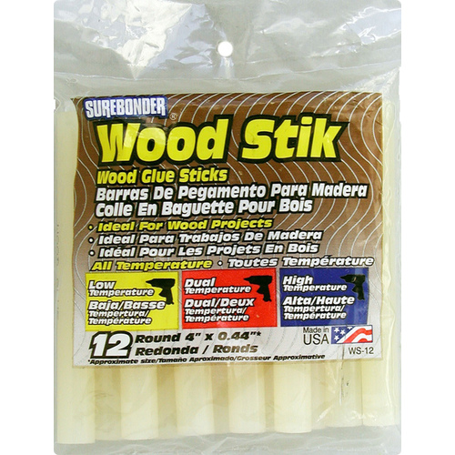 Glue Sticks Wood Stik 0.44" D X 4" L White White