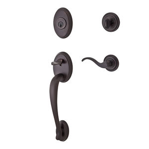 Single Cylinder Columbus Handleset Right Hand Curve Lever and Traditional Round Rose with 6AL Latch and Dual Strike Venetian Bronze Finish