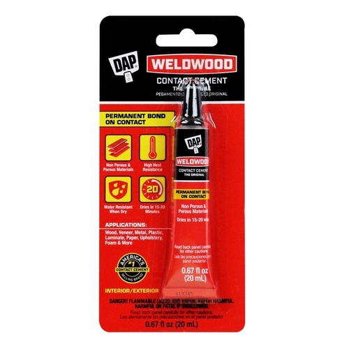 Weldwood Contact Cement, Liquid, Strong Solvent, Tan, 0.67 oz Bottle