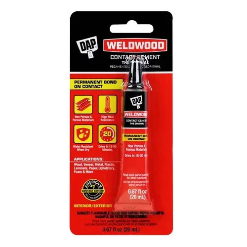 Weldwood Contact Cement, Liquid, Strong Solvent, Tan, 0.67 oz Bottle