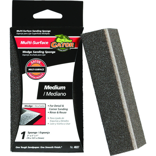 4637 Sanding Sponge, 5 in L, 2-1/2 in W, Medium, Aluminum Oxide Abrasive