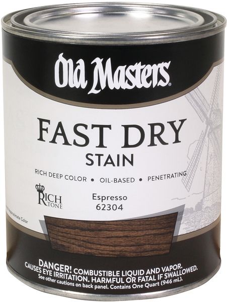 Old Masters 62304 Fast Dry Wood Stain Semi-Transparent Espresso Oil-Based Alkyd 1 qt Espresso