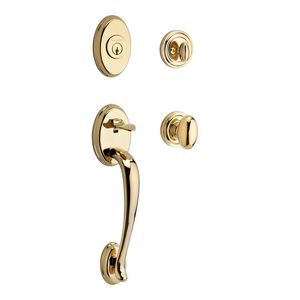 Single Cylinder Columbus Handleset Ellipse Knob and Traditional Round Rose with 6AL Latch and Dual Strike Lifetime Brass Finish
