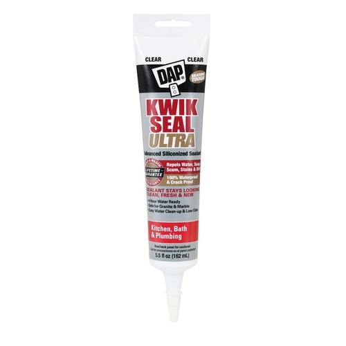 DAP 18915 KWIK SEAL ULTRA Siliconized Sealant, Clear, 0 to 170 deg F, 5.5 oz Tube