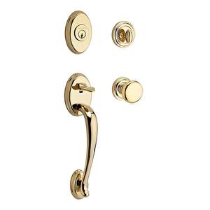 Single Cylinder Columbus Handleset Round Knob and Traditional Round Rose with 6AL Latch and Dual Strike Lifetime Brass Finish