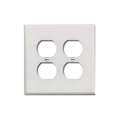 Receptacle Wallplate, 4-1/2 in L, 4-9/16 in W, 2 -Gang, Thermoset, White