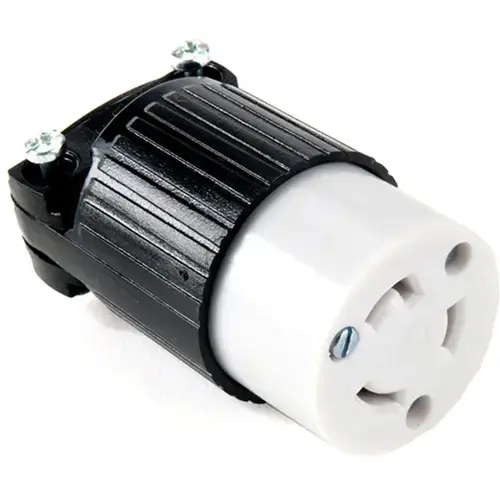 Electrical Connector, 2 -Pole, 20 A, 125 V, NEMA: NEMA L5-20, Black/White