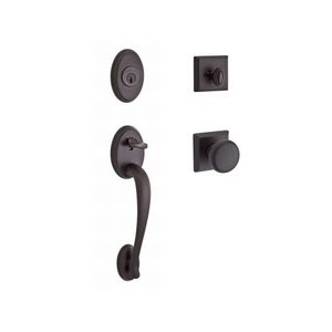 Single Cylinder Columbus Handleset Round Knob and Traditional Square Rose with 6AL Latch and Dual Strike Venetian Bronze Finish